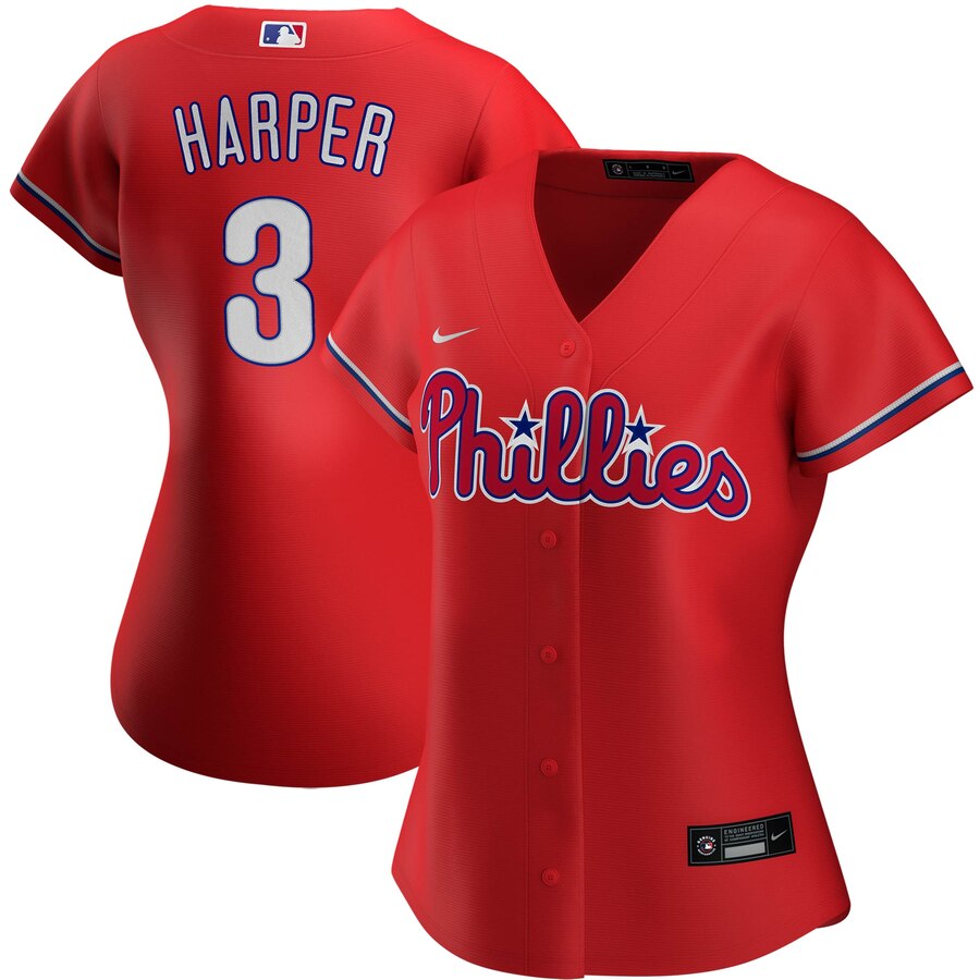 Philadelphia Phillies #3 Bryce Harper Nike Women's Alternate 2020 MLB Player Jersey Red